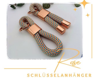 Schlüsselanhänger aus Segelseil in Roségold, ein schönes Geschenk, in verschiedenen Farben, Handarbeit