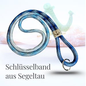 Schlüsselband aus Segeltau mit Anker | Lanyard maritim 50 cm | Handgemacht | mit/ohne Karabiner | viele Farben | Geschenkidee | Geschenk