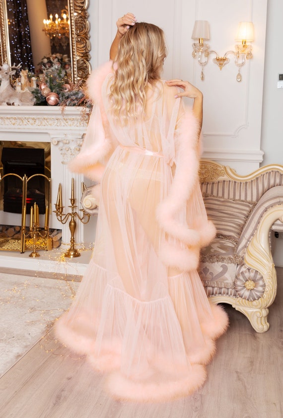 Long top feather robe
