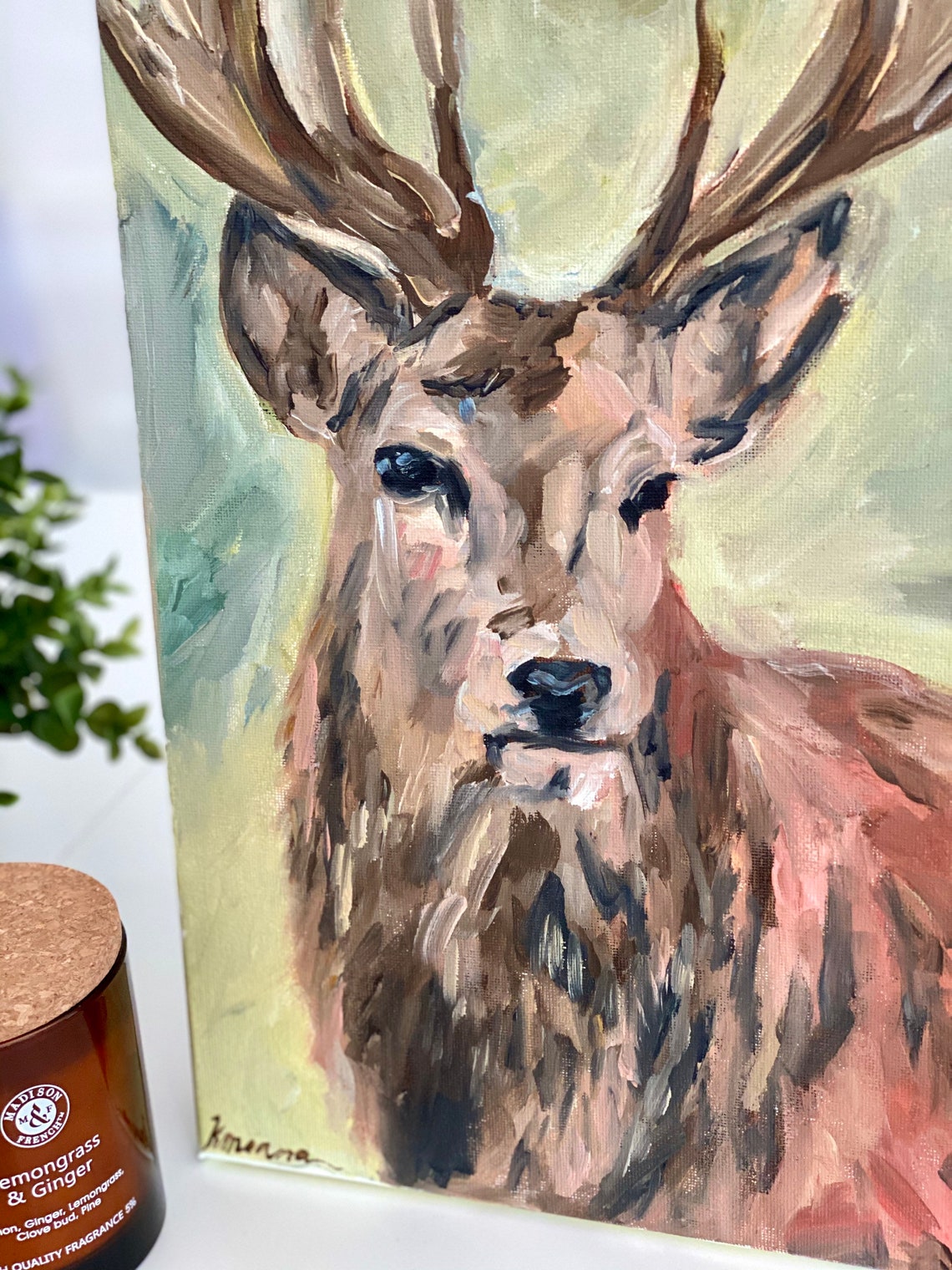 Stag Oil Painting on Canvas Original Artwork Ready to Hang Etsy