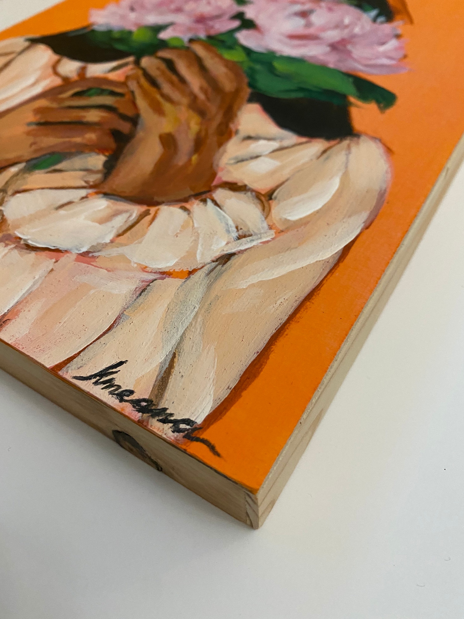 Floral Acrylic Painting on Wood Panel Ready to be Hung Etsy