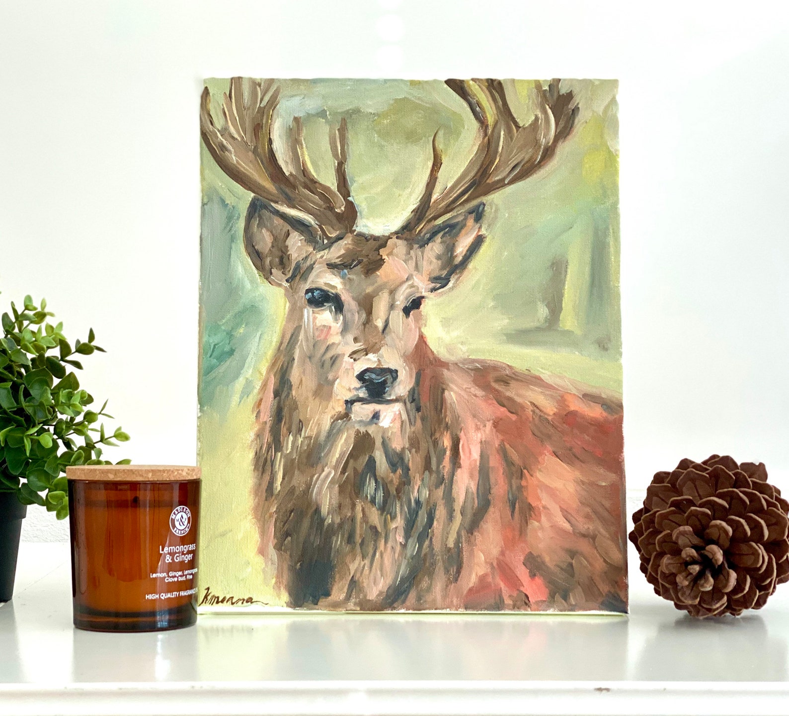 Stag Oil Painting on Canvas Original Artwork Ready to Hang Etsy