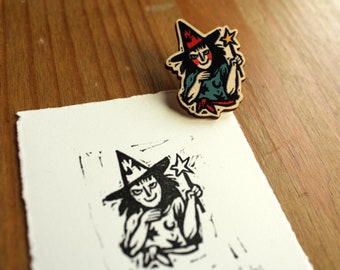 Witch. Wooden pin