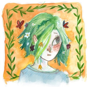 My head is a garden. 15x15cm Illustration Print. image 3