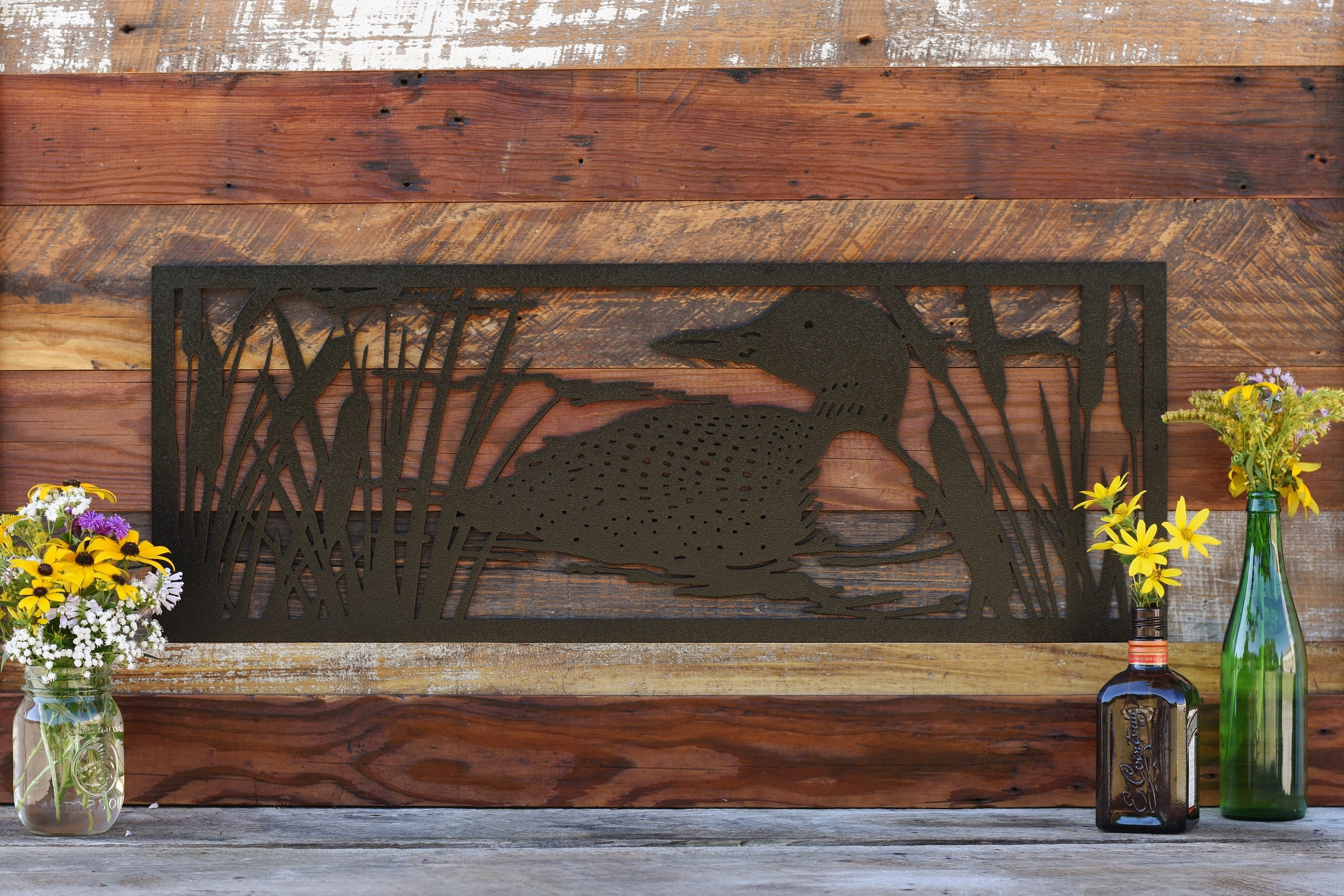 Common Loon in Cattails Metal Wall Art Etsy