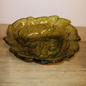 Vintage Mid-century Indiana Glass Loganberry Green Dish