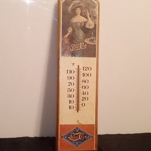 Vintage Pepsi Cola  Wood Thermometer