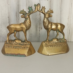 Bookends - Vintage Collectable Brass Bookends - Elk Bookends - Brass - Vintage - MidCentury - Collectable