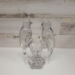 Crystal Glass - Birds - Bird Figurine - Crystal Figurine - Hand Made - Lovebirds - Murano