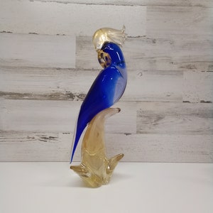 Vintage Collectable Murano Cockatoo - Murano collectable - Art Glass Collectable Cockatoo Blue and Gold