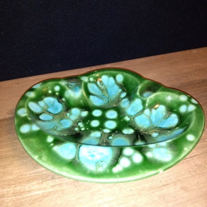 Vintage Mid-century Turquoise Ceramic Dish