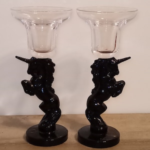 Vintage Rare Unicorn Candlestick Holders