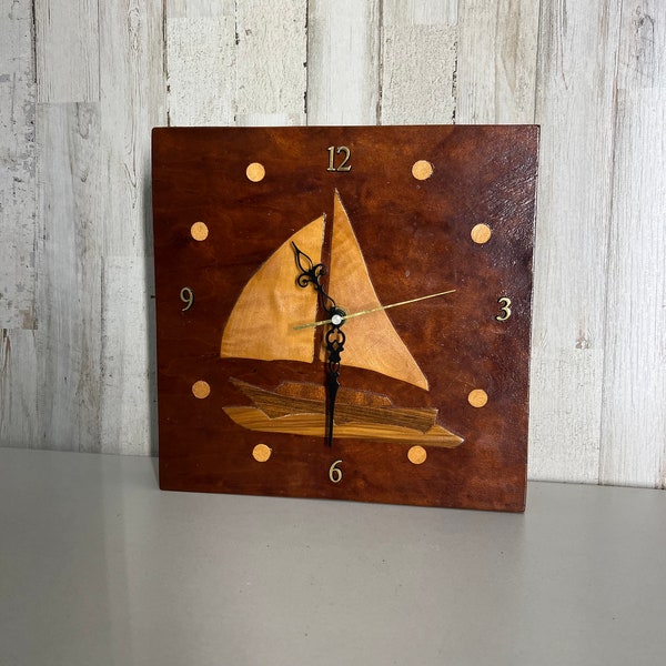 Vintage Clock - Sailboat Clock - Nautical Clock - Clock - Midcentury Clock - MCM - Art