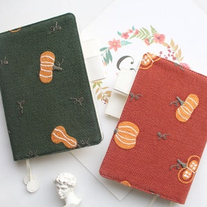 Embroidery Fabric Cover for 2025 Planner, Notebook, Journal, Agenda with pen loops for Hobonichi/Midori/Moleskine (A6/A5/Five-Year)