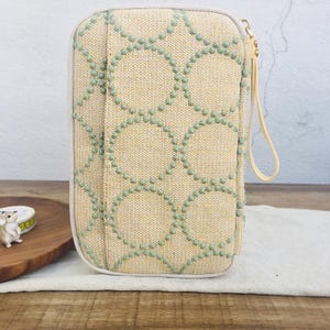 Bolsa con cajón A6, hecha a mano, con cremallera, portátil, organizador, japonés, para escuela, oficina, papelería, viajes (pandereta/diseño floral)