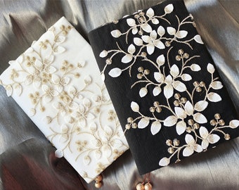 Funda ajustable con bordado floral para cuaderno, diario, agenda y libro, ideal para Hobonichi/Midori/Moleskine (A5/A6).