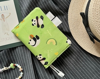Agenda con tapa de panda para 2026, cuaderno, diario, agenda, con presillas para bolígrafos, marcadores y bolsillos, compatible con Hobonichi Midori Stalogy (A6/A5/5 años)