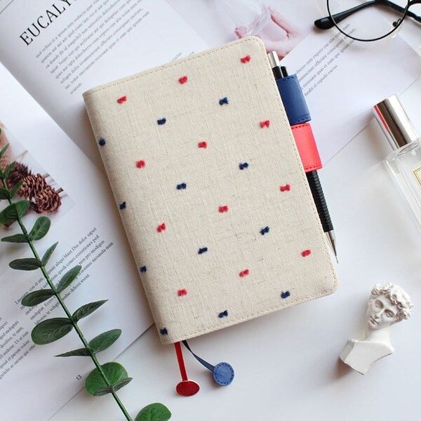 Cute Embroidery Cover for 2022 Planner, Notebook, Journal, Agenda with pen loops, perfectly for Hobonichi/Midori/Moleskine (A5/A6)