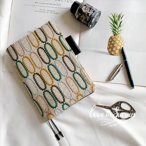 Embroidery Cover for 2025 Planner, Notebook, Journal, Agenda with pen loops, perfectly for Hobonichi/Midori/Moleskine (A5/A6/Five-Year)