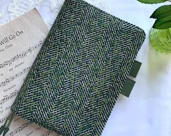 Green Tweed Cover for 2026 Planner, Notebook, Journal, Agenda with pen loops, perfectly for Hobonichi/Midori/Moleskine (A5/A6/Five-Year)