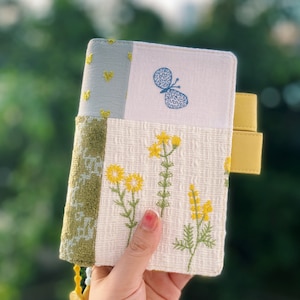 Copertina Patchwork Mina Hobonichi per Planner, Journal, Agenda con passanti per penna, perfetta per Hobonichi/Midori/Moleskine (A5/A6/quinquennale)