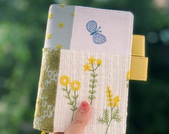 Patchwork Mina Hobonichi Cover for Planner, Journal, Agenda with pen loops, perfectly for Hobonichi/Midori/Moleskine (A5/A6/Five-Year)