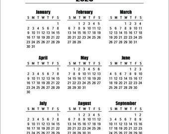 2026-2030 Year Calendars Printable |Sunday  Start  | Minimalist Calendar Letter size | Vertical | Desk Calendar