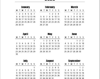 Краткий обзор 2026-2030 календарного года для печати | Календарь для печати на одной странице | Размер А4 | начало понедельника