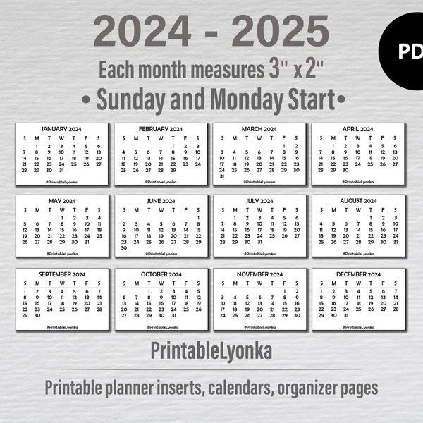 Printable 2025 Wallet Calendar Etsy
