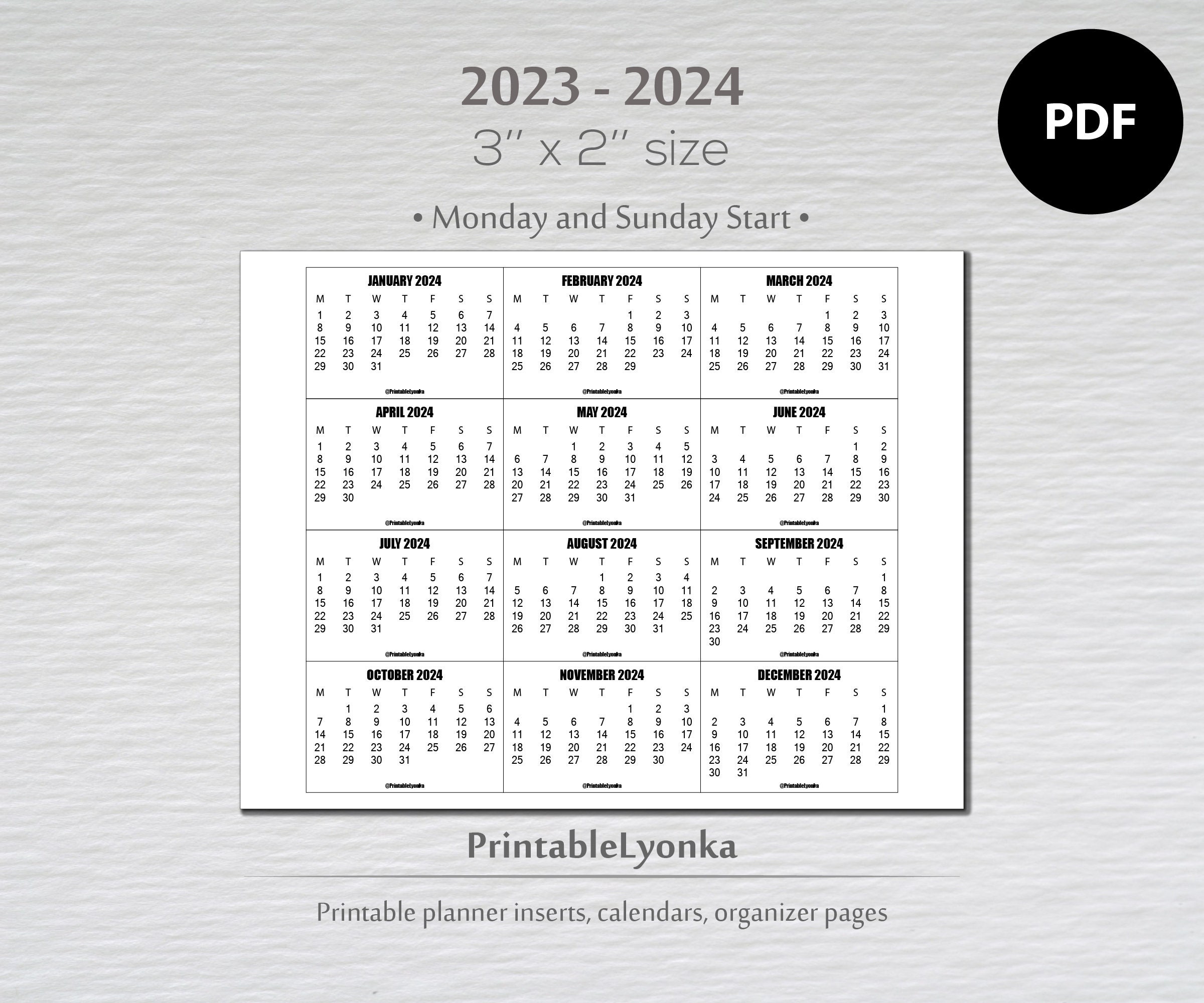 3 X 2 Inch Mini Calendars 2023 2024 Small Printable Calendar - Etsy 3 X 2 Inch Mini Calendars 2023 2024 Small Printable Calendar - Etsy