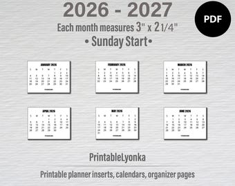 Мини-календарь на 2026–2027 годы | Размер 3" x 2 1/4" | Календарь в формате PDF для печати