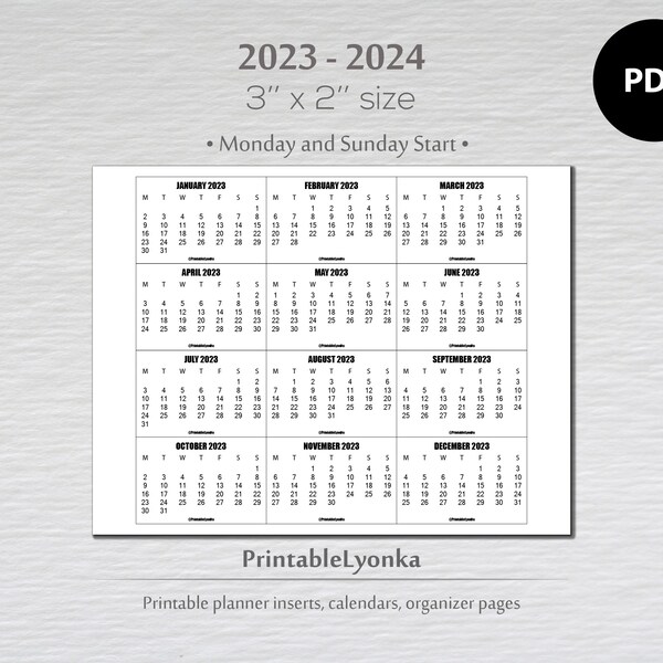 Small Calendars 2 X2 - Etsy