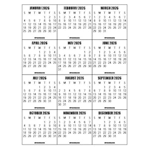 2026-2027 Mini Monthly Calendar Printable (PDF)