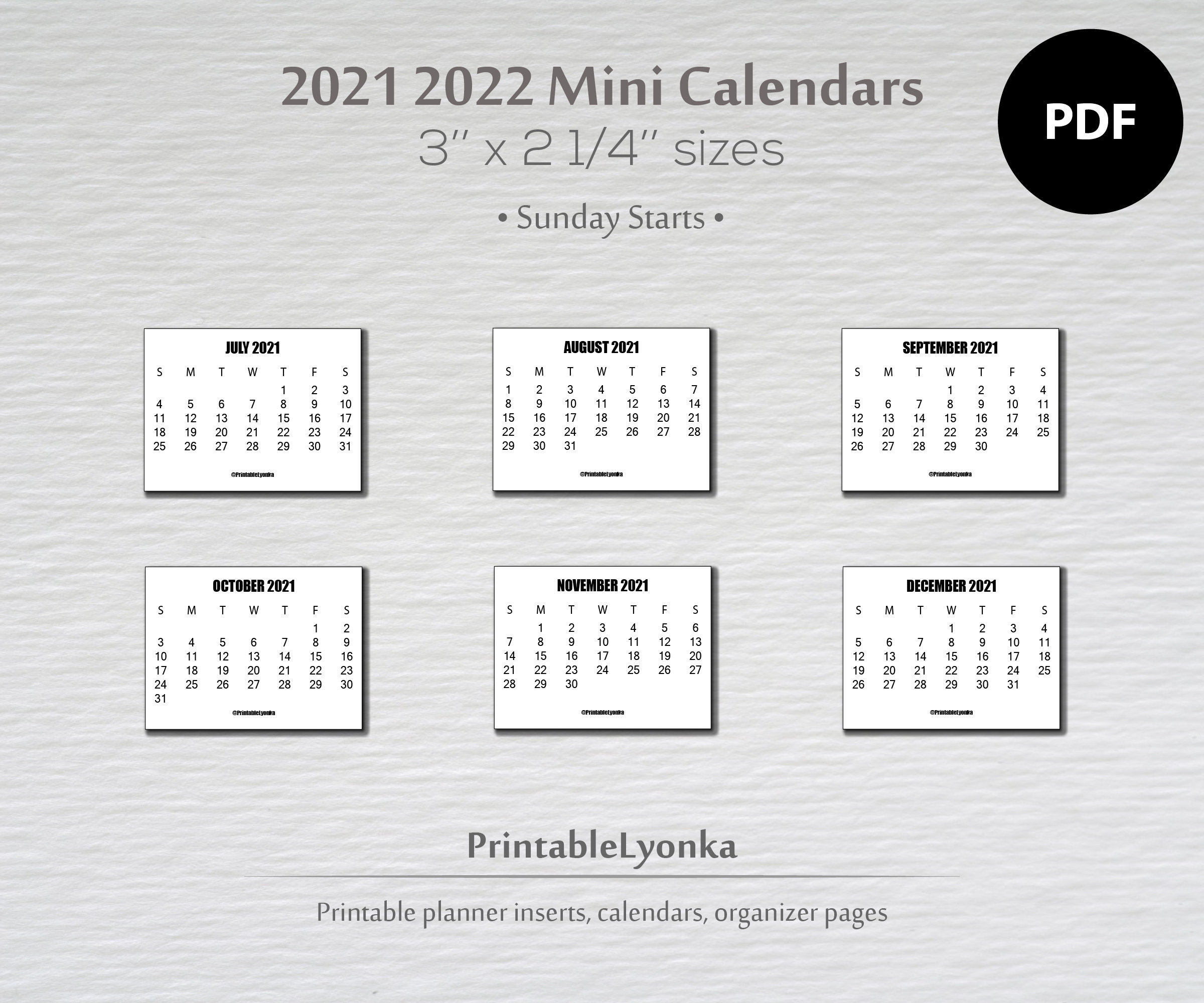 2021 2022 mini calendar cardsize 3 x 2 14 etsy
