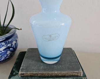 Vintage Blue Cloud Ruffle Glass Vase | Crystalleria Toscana Italy | Glass Collector