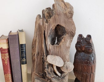 Driftwood Mushroom Wall Art | Natural Wood Wall Hanging | Boho Mushroom Decor