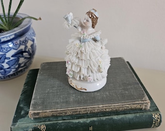 Vintage Irish Dresden Lace Porcelain Figurine