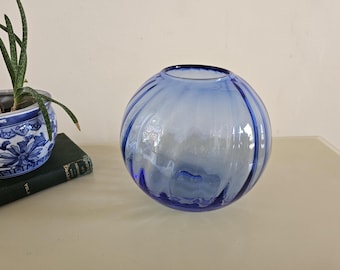 William Yeoward Blue Swirl Glass Globe Vase | Art Glass Collector