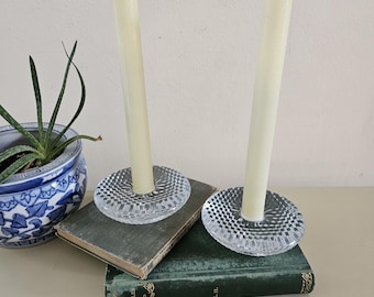 Vintage Glass Saucer Candlestick Holder | Holmegaard Denmark | MCM Decor