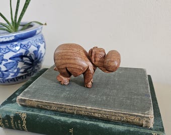 Carved Wooden Hippopotamus | Vintage Knick Knack | Desk Decor