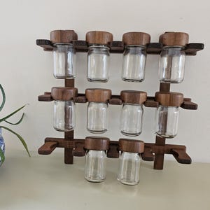 Vintage ESA Denmark Teak 10 Bottle Spice Rack | 1960s Danish Spice Jars | Kitchen Decor | Housewarming Gift