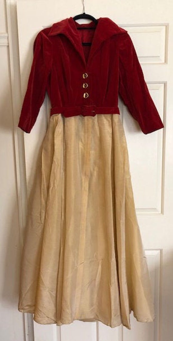 1940s Velvet and Silk Taffeta Dress