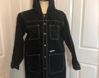 90s OLD STUSSY 1st denim jacket Vintage 1990's Stussy Black Denim