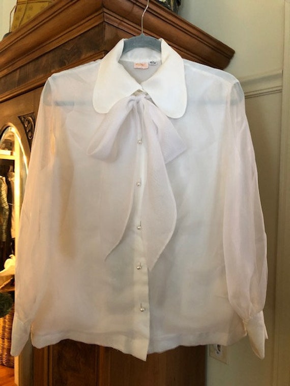 1970’s women’s shear blouse with a fabulous 70’s s