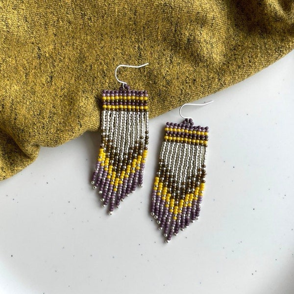 Yellow Bead Earrings Etsy