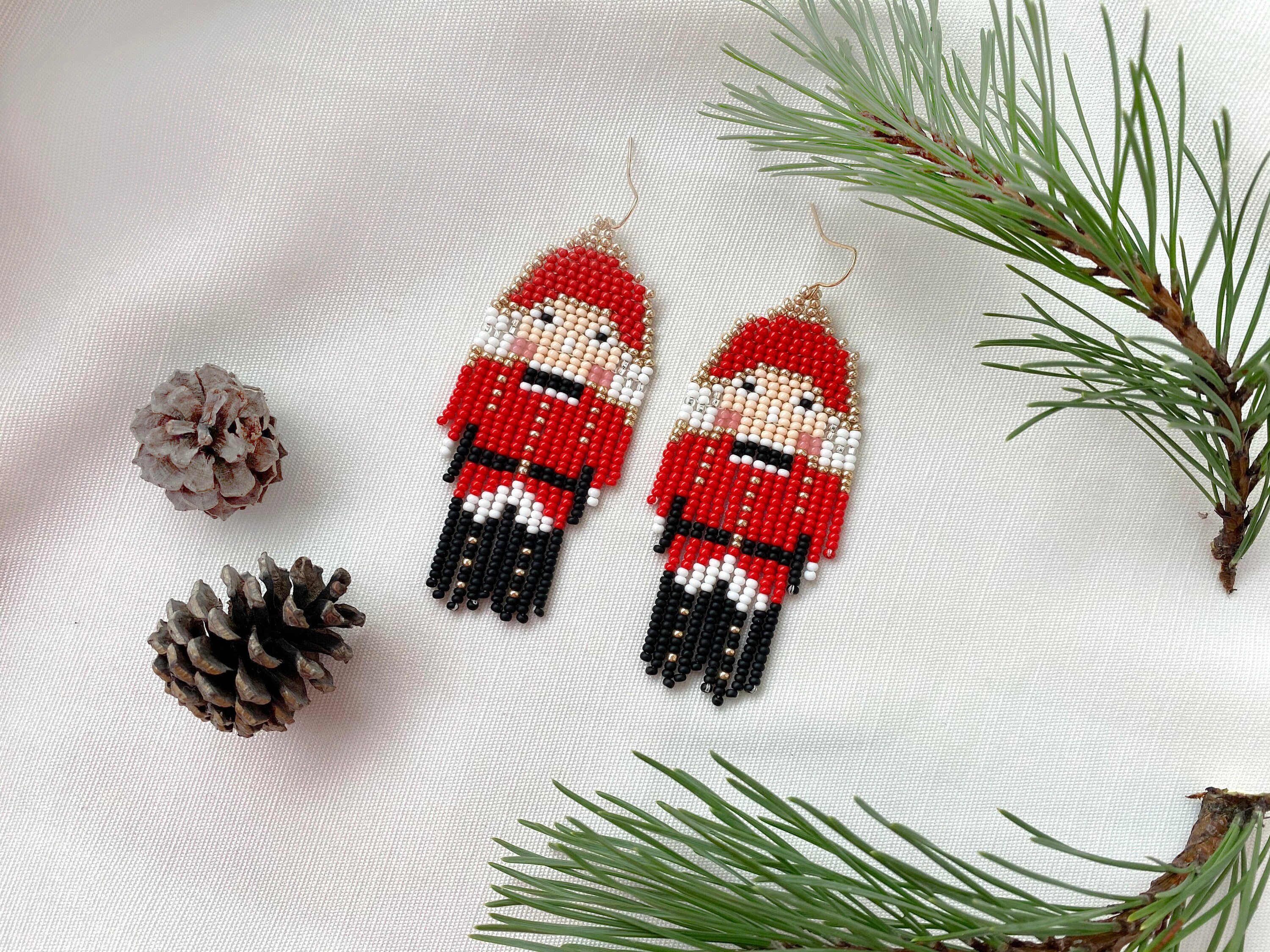 Nutcracker beaded earrings Christmas gift for woman New Year Etsy