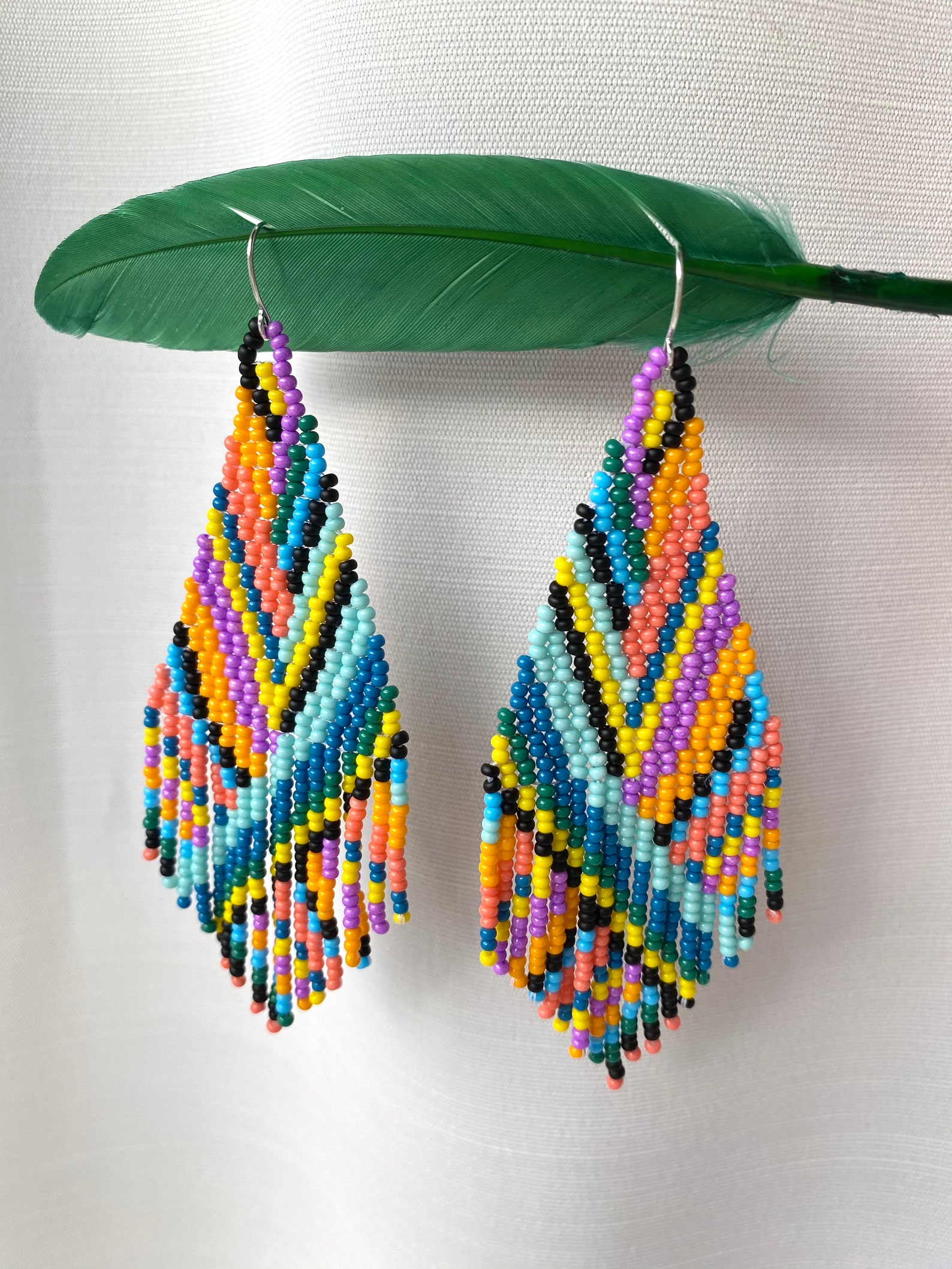 Native American beaded earrings Tribal earrings Multicolor | Etsy