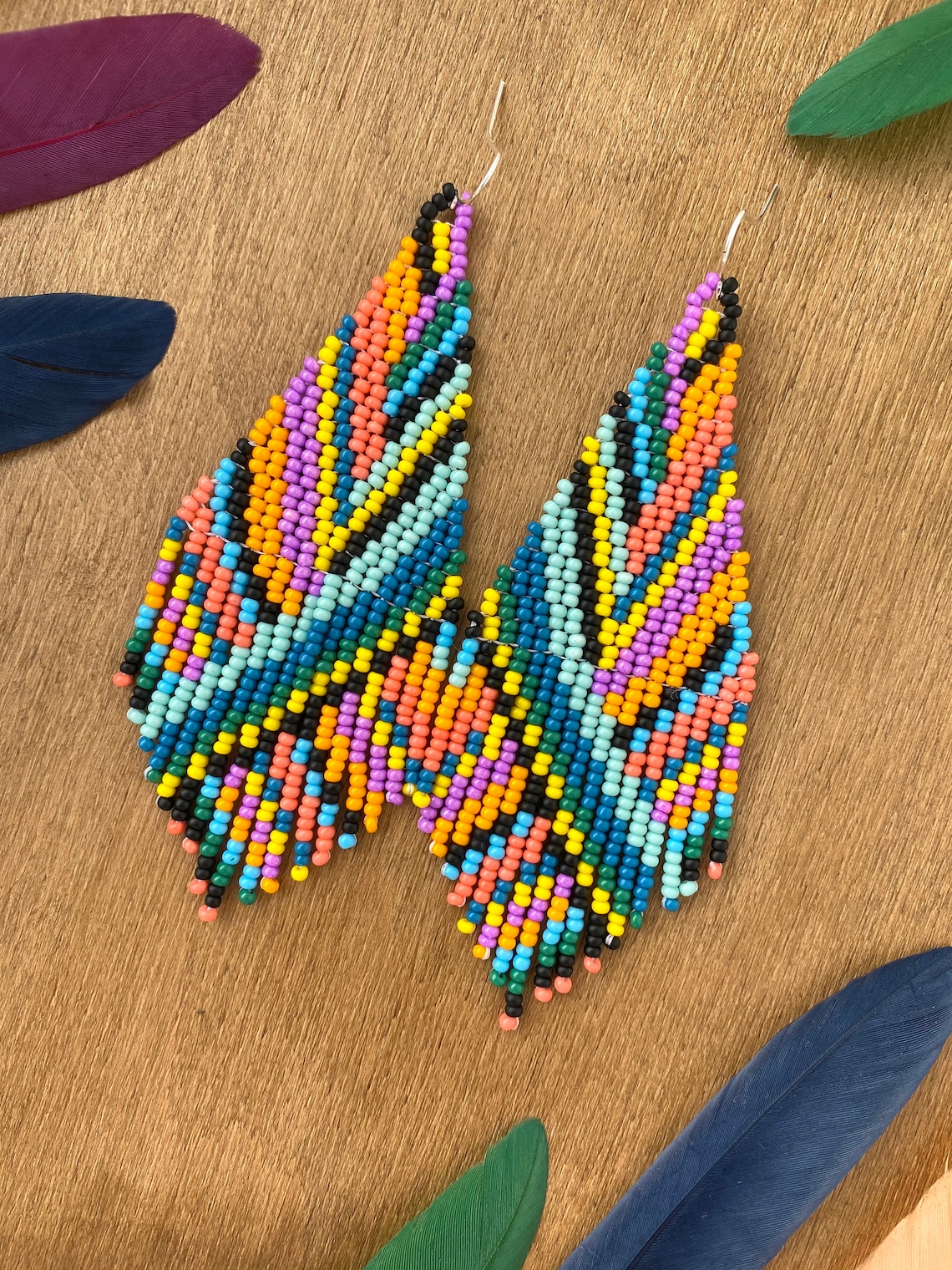 Native American Beaded Earrings Tribal Earrings Multicolor - Etsy