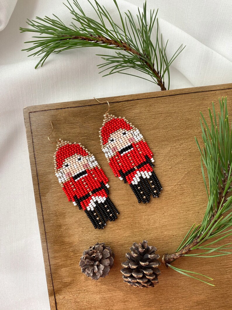 Nutcracker Beaded Earrings Christmas Gift for Woman New Year Etsy