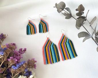 Rainbow Mountain beaded earrings Seed bead earrings Multicolored earrings Festival Native beaded earrings Nature earrings Gift for her
